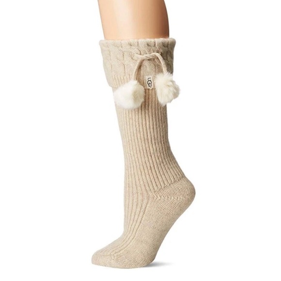 Ugg Fold over Winter Pom Pom Knit Socks - Picture 1 of 2